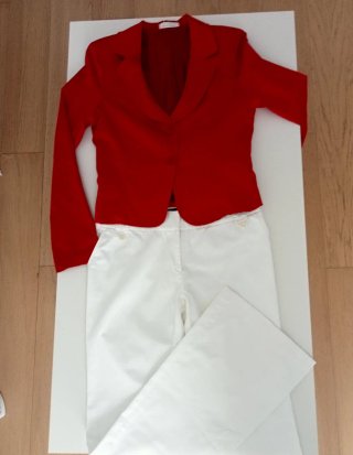 Conjunto Blazer y Pantalón Rojo y Blanco