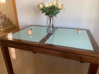 Mesa comedor extensible madera nogal