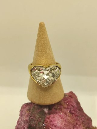 Anillo Corazón Circonita Acero Baño Oro