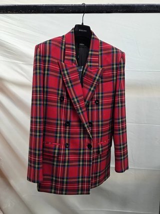 Blazer Doppiopetto Mangano in Tartan Rosso -...
