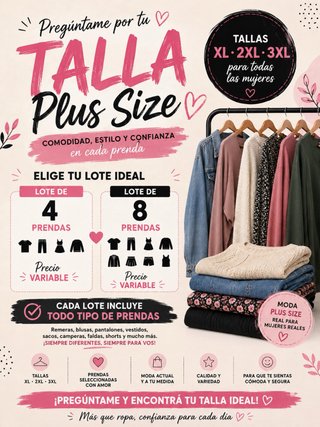 Lotes de Ropa Plus Size (Tallas XL, 2XL, 3XL) ropa