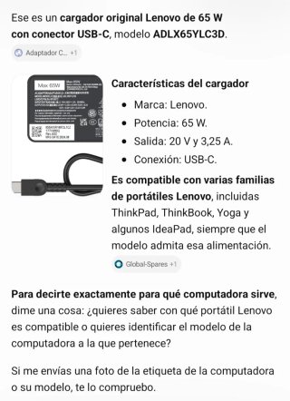 Cargador Portátil Lenovo USB-C 65W