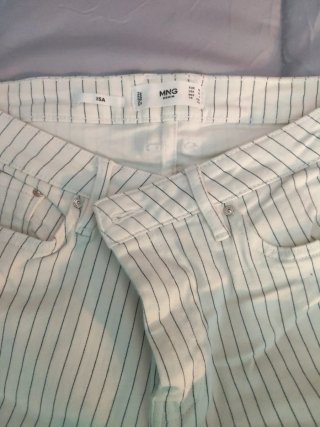 Pantalones MNG rayas blancas talla M