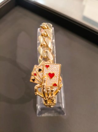 Pulsera Oro 18k Esqueleto Cartas Poker