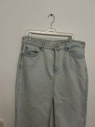 Falda larga vaquera Bershka azul claro