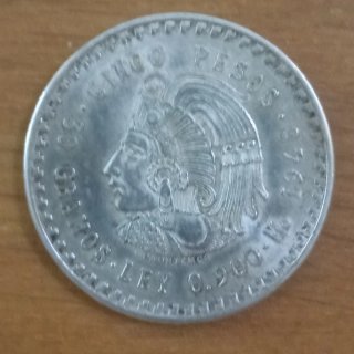 Moneda de Plata 5 Pesos Cuauhtémoc 1948