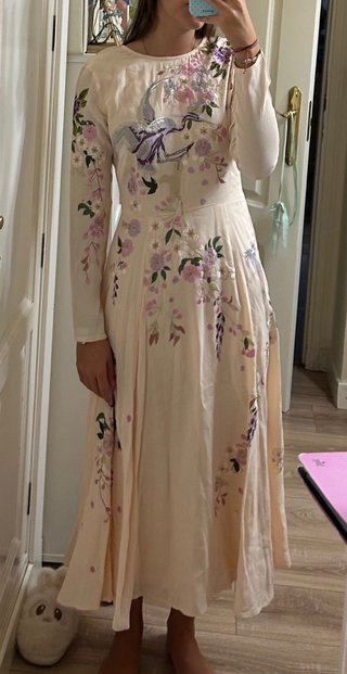Vestido largo estampado flores rosas