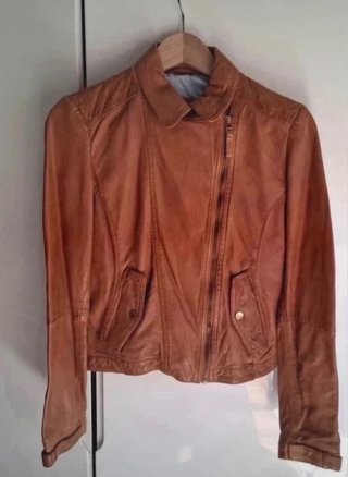 Cazadora de Piel Massimo Dutti Marrón Talla S