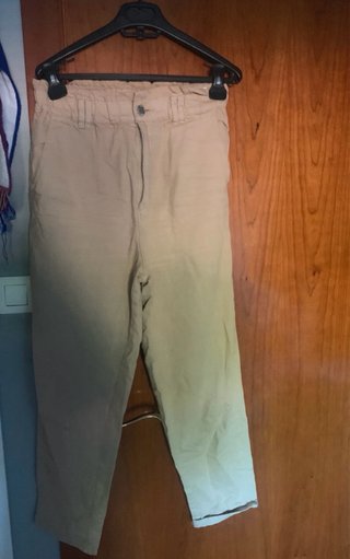 Pantalones Anchos Beige