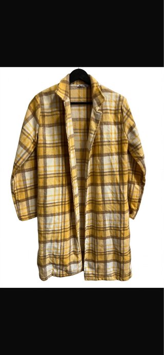 Cappotto a quadri giallo e marrone