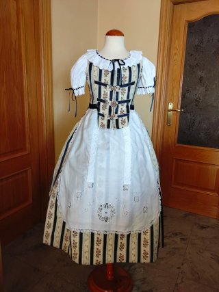 Vestido Traje de huertana beige y multicolor (clás
