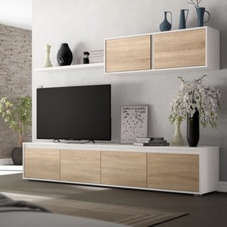 Mueble de Salón Moderno Blanco y Roble