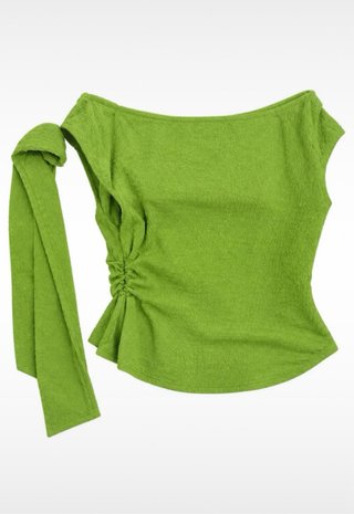 Top verde lima manga corta con lazada