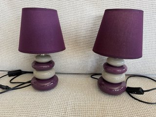 Juego 2 Lámparas Sobremesa Morado/Gris