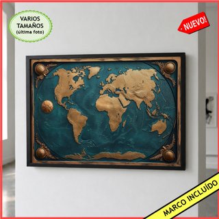 Cuadro mapamundi Poster retro mapa del mundo