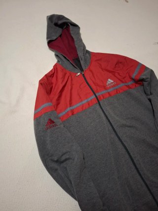 Chaqueta vintage adidas gris y roja