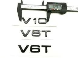 Emblema logo Audi V6T V8T V10T color negro