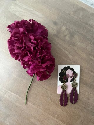 Conjunto Flamenca Buganvilla :Flor y Pendientes