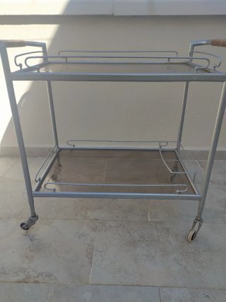 Carrito camarera metálico con dos niveles
