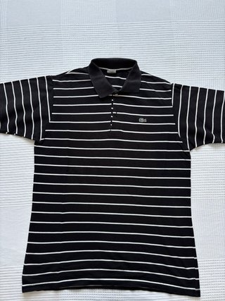Polo Lacoste a rayas negro y blanco