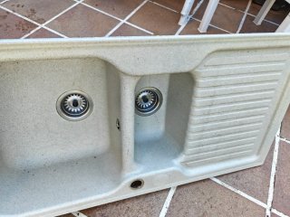 Fregadero de cocina doble arena beige