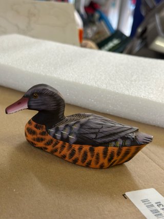 Pato reclamo madera pintada decoración