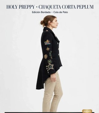 Chaqueta Corta Holy Preppy S Negra Bordada