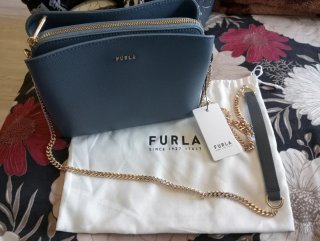 Borsa a tracolla Furla pelle blu/grigio