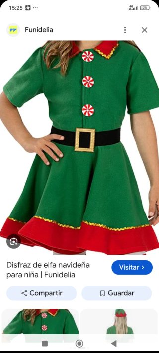 Disfraz Elfo Navideño Niña talla 4 años