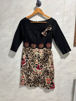 Vestido Niza Talla L Animal Print Flores