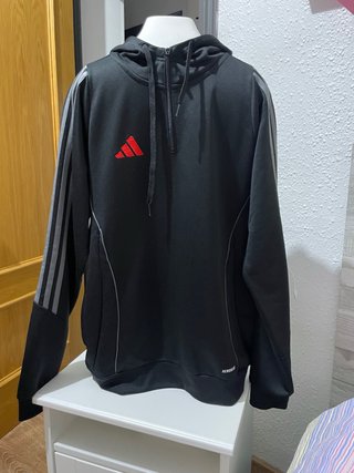 Sudadera Adidas Negra con Logo Rojo