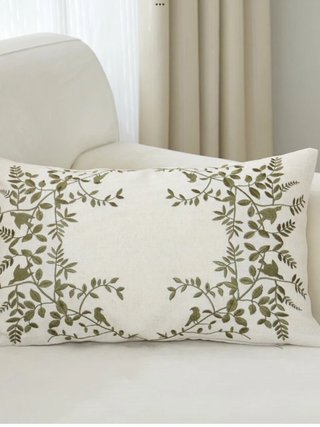 Funda Cojín Bordada Hojas 30x50