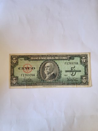 Billete 5 Pesos Cuba 1960