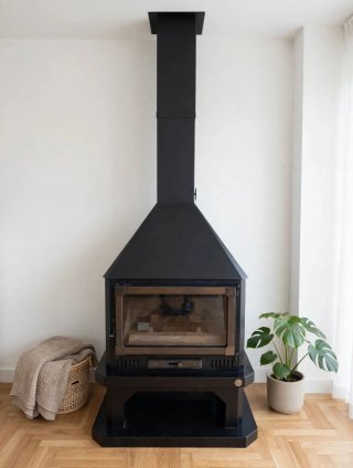 Chimenea de leña metálica negra