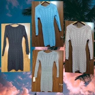 Lote 4 vestidos de punto manga larga
