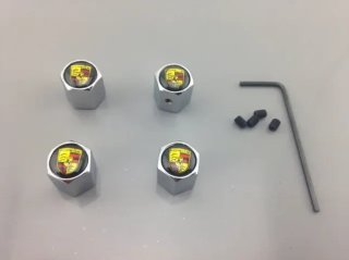 Tapones antirrobo válvulas llantas Porsche cromado