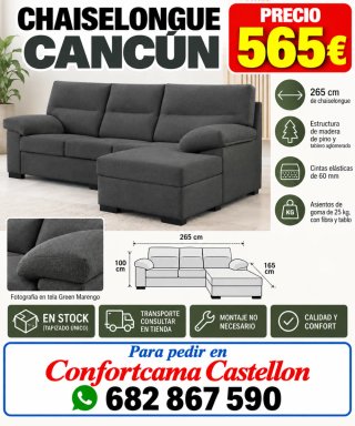 Sofá Chaiselongue Cancún Gris