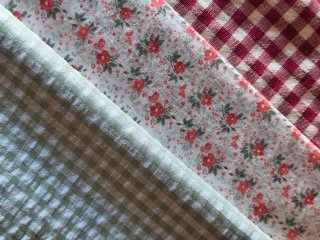 2 Telas: Flores y Vichy 60x140cm