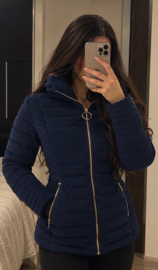 Plumífero GUESS Mujer Azul Marino con Plumas
