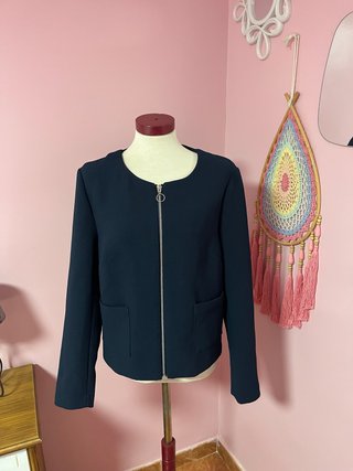 Blazer azul mujer cremallera