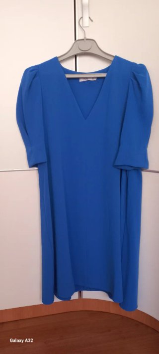 Vestido azul manga corta OVS