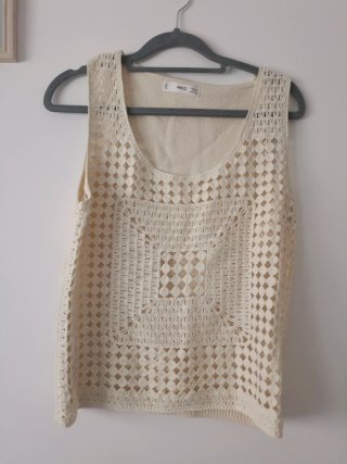 Camiseta calada Mango beige talla S