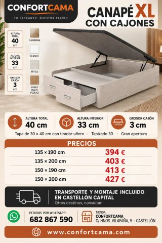 Canapé XL con Cajones Confortcama
