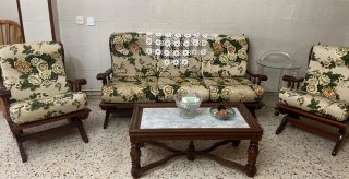 Conjunto de Sofá, 2 Sillones y Mesa de Mármol