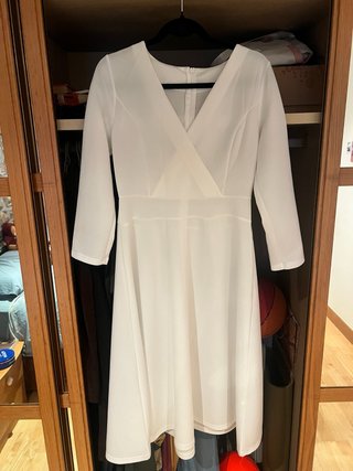 Vestido blanco manga larga talla L