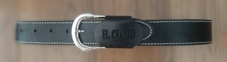 Cinturón El Charro Negro Cuero Hebilla Plateada