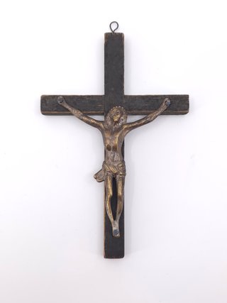 Crucifijo Cristo Bronce Cruz Madera Siglo XVIII