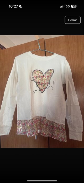 Camiseta manga larga corazón floral talla M
