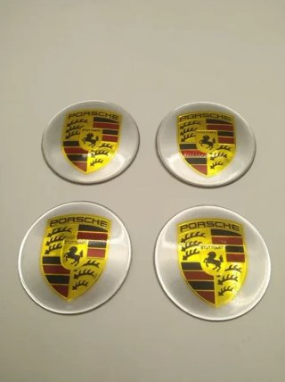 4 chapas de centro de llantas Porsche 65 mm plata