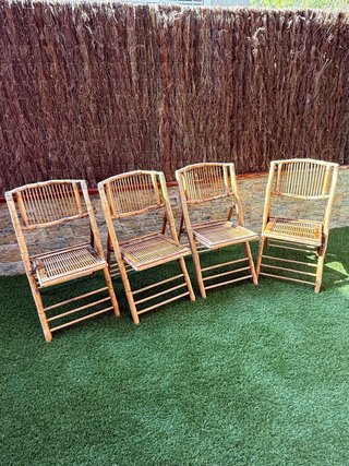 Set de 4 Sillas Plegables de Bambú